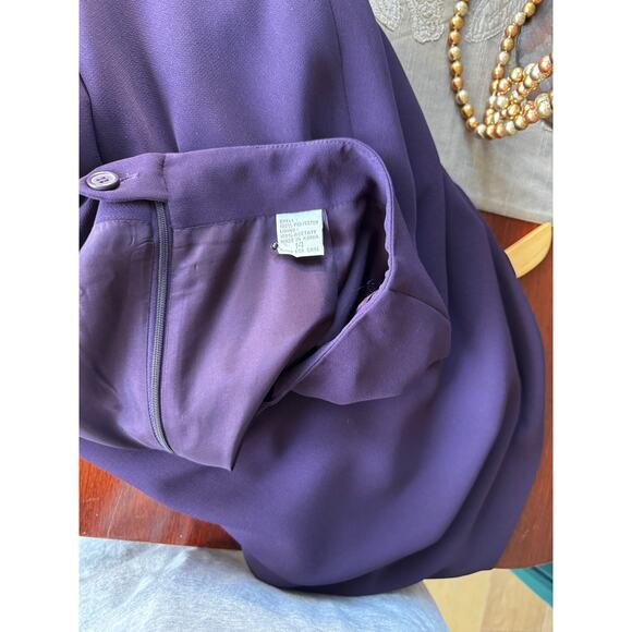 Jones NY Like Skirt Sz 14 Dark Purple A-line Fitted Waist Crepe Maxi - Picture 5 of 8